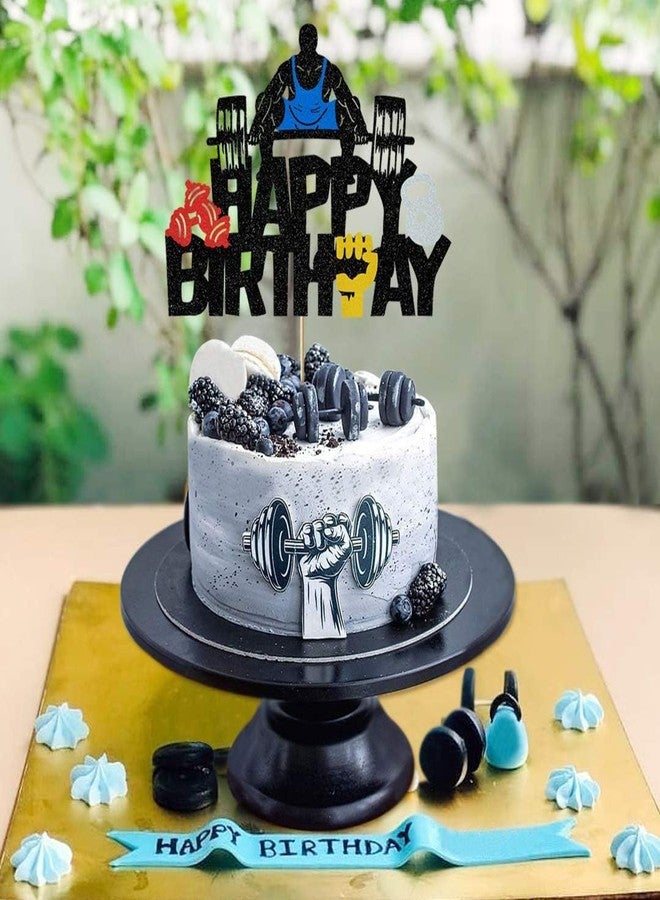 كونفيتي زينة كعكة عيد ميلاد لامعة على شكل رفع أثقال - ديكور مثالي للاحتفالات الرياضية واللياقة البدنية، مناسب للرياضيين ولاعبي كمال الأجسام ومحبي رياضة كروس فيت. - Image 3